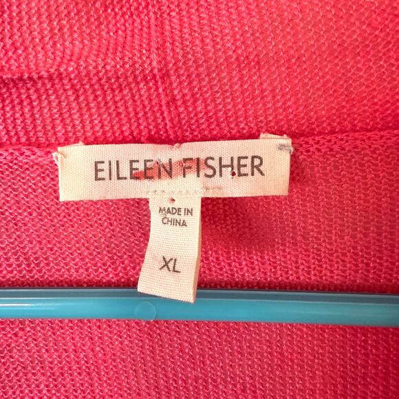 Eileen Fisher Linen Open Front Waterfall Cardigan Size XL Pink - Picture 3 of 4